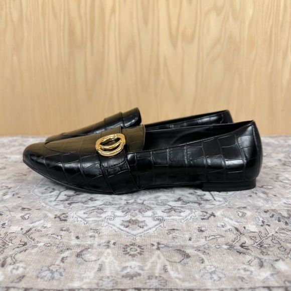 C Comfort Black Croc Loafers Gold Hardware - Picture 2 of 9